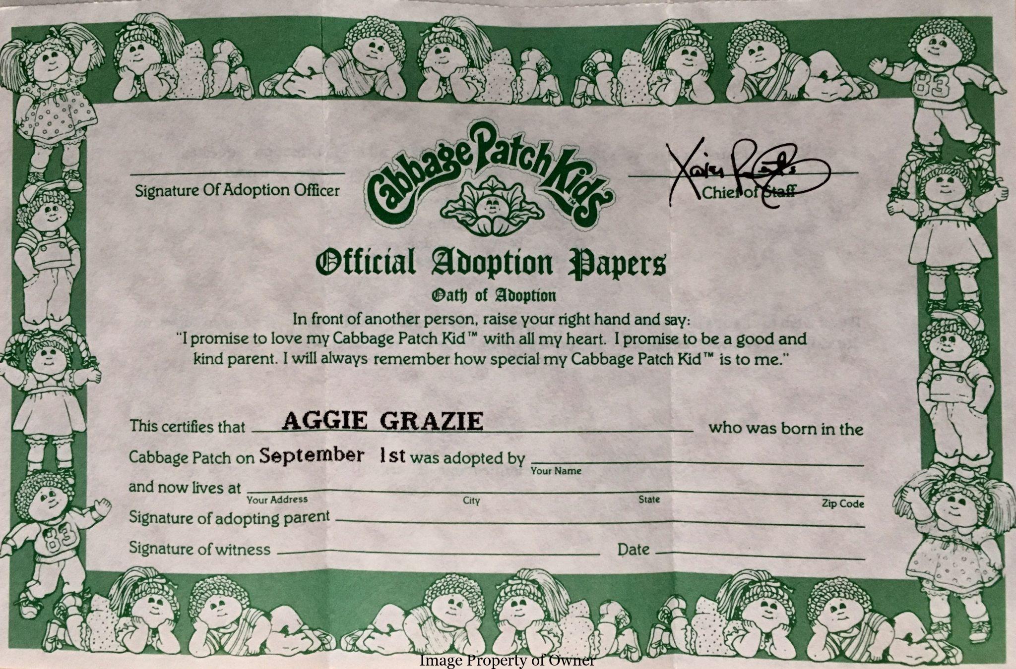 cabbage patch kids birth certificate Promotions Throughout Baby Doll Birth Certificate Template