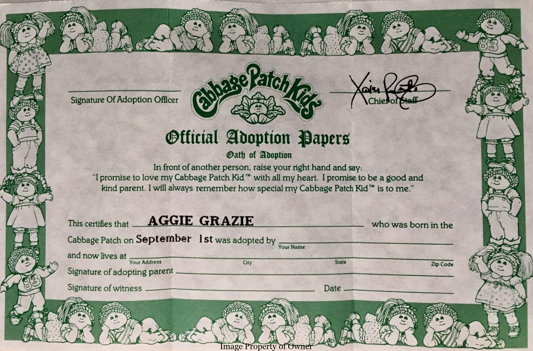 Printable Cabbage Patch Birth Certificate